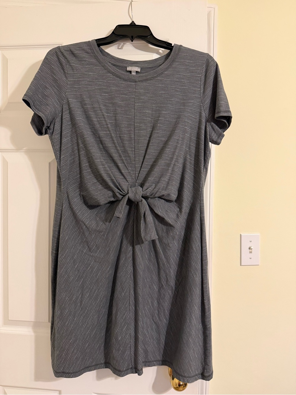 Talbots Heather Gray Tie-Front Short Sleeve Mini Dress